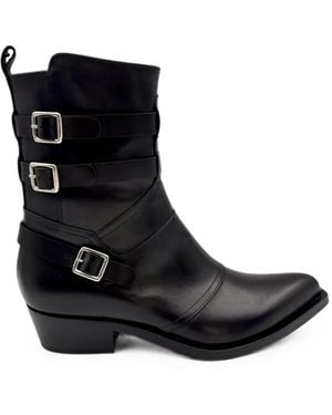 Guglielmo Rotta Buckled Leather Boots - Black