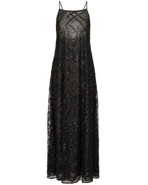 Emporio Armani スパンコール バックレス ドレス - ブラック