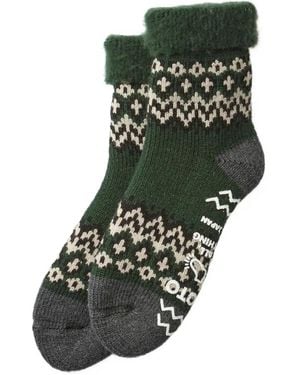 RoToTo Fairisle Fleece Socks - Green