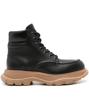 McQueen Leather Ankle Boots - Black
