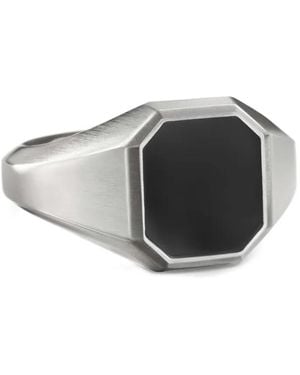 David Yurman Sterling Streamline Onyx Signet Ring (14Mm) - Black