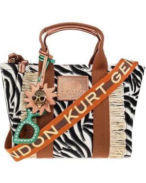 Kurt Geiger Small Southbank Zebra-Print Tote Bag - White