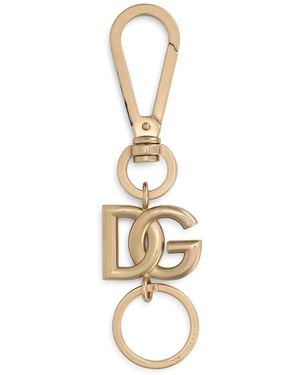 Dolce & Gabbana Logo-Plaque-Tone Keyring - Metallic