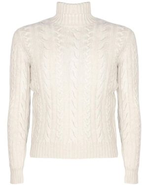 Fedeli Rollkragenpullover Mit Zopfmuster - Weiß