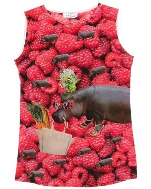 The Artistylist Raspberry-Print Sleeveless Top - Red