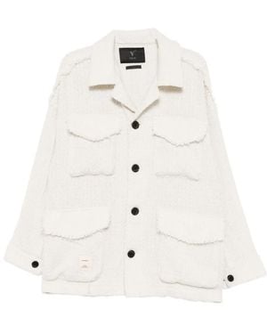 FIVE CM Logo-Patch Shirt Jacket - White