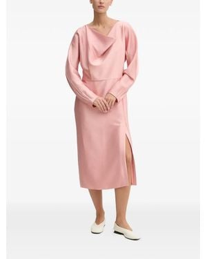 Stine Goya Midikleid mit Wasserfallkragen - Pink