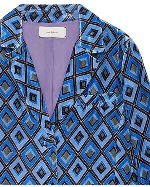 Maliparmi Geometric-Pattern Button Jacket - Blue