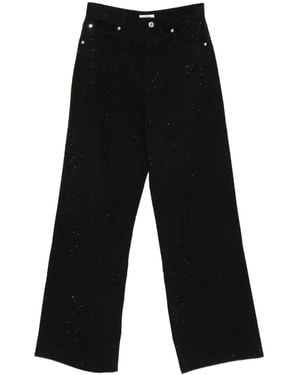 Sandro Embellished Cotton Straight-Leg Jeans - Black