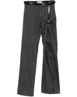 Coperni Herringbone-Pattern Wool Pants - Gray