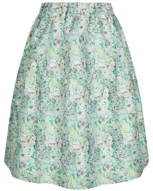 JNBY Floral-Embroidered Midi Skirt - Blue