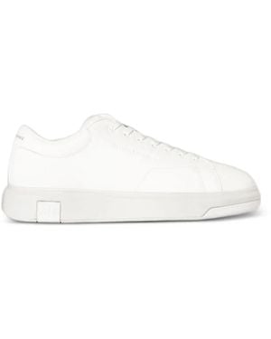 Emporio Armani Baskets En Cuir À Logo Imprimé - White