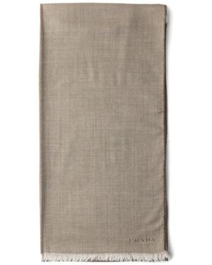 Prada Cashmere, Wool And Silk Scarf - Gray