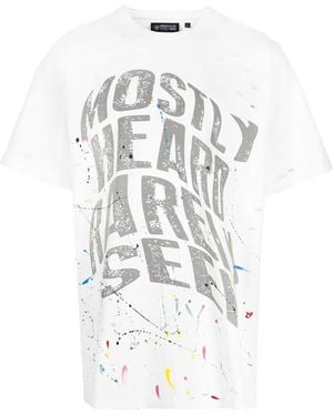 Mostly Heard Rarely Seen Warped-Text Paint T-Shirt - White