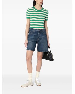Roberto Collina Striped Ribbed T-Shirt - Blue