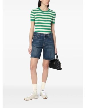 Roberto Collina ストライプ リブtシャツ - ブルー