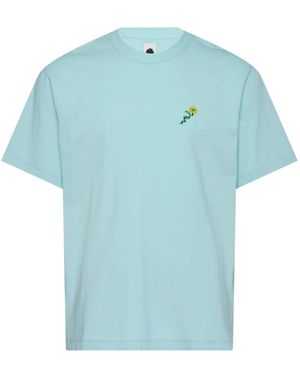 vowels Floral-Embroidered T-Shirt - Blue