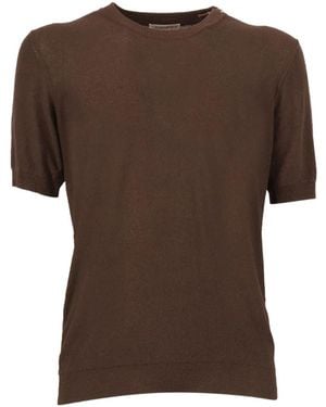 Kangra Fine-Knit Short-Sleeve T-Shirt - Brown
