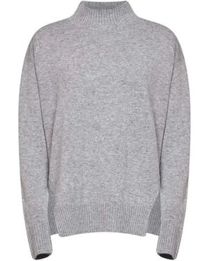 Kaos High-Neck Slit-Detail Sweater - Grey