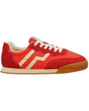 GANT Beylana Suede Striped Trainers - Red