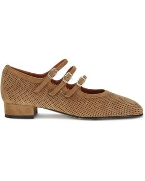 CAREL PARIS Triple-Strap Perforated Court Shoes - Brown