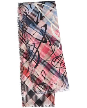 Vivienne Westwood Logo-Monogrammed Wool Scarf - White