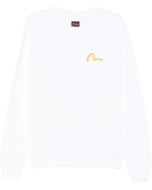 Evisu Crew-Neck Logo Sweater - White