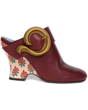 Etro Buckle Paisley Mules - Purple