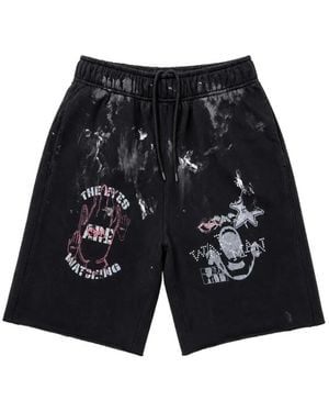 WARMAN Graphic-Print Paint-Splatter Shorts - Black