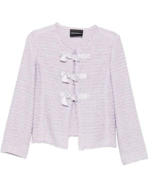 Emporio Armani Bow-Embellished Bouclé Jacket - Pink