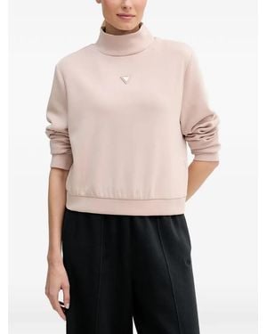 Guess Pull Olympe À Plaque Logo Et Col Montant - Rose