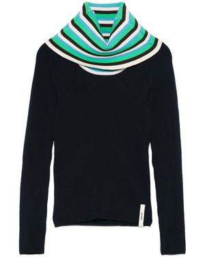 Sunnei Folded Striped Long-Sleeve Sweater - Blue