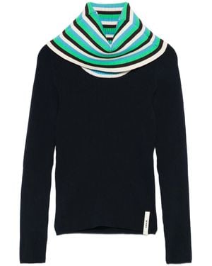 Sunnei Gestreifter Pullover mit Umschlag - Blau