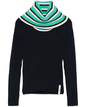 Sunnei Gestreifter Pullover Mit Umschlag - Blau