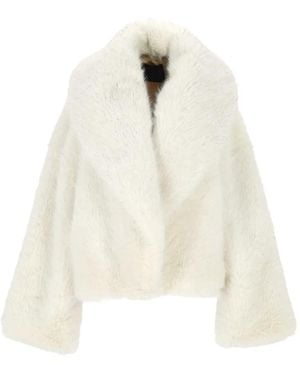 BB COUTURE Shawl-Lapel Faux-Fur Jacket - White