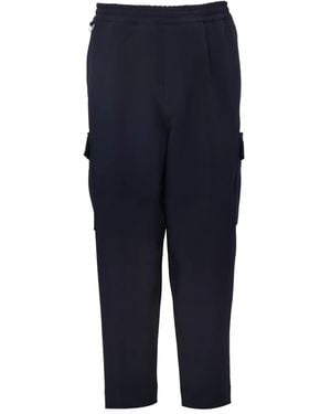Low Brand Elasticated-Waist Cargo Trousers - Blue