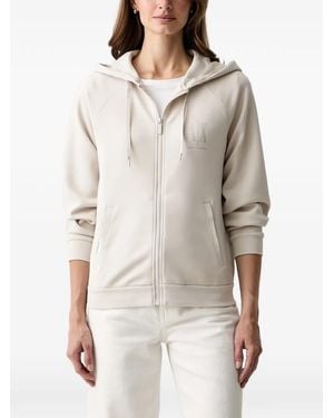 ARMANI EXCHANGE Logo-Print Zip-Fastening Hoodie - White