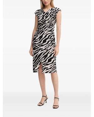 Joseph Ribkoff Zebra-Pattern Midi Dress - White