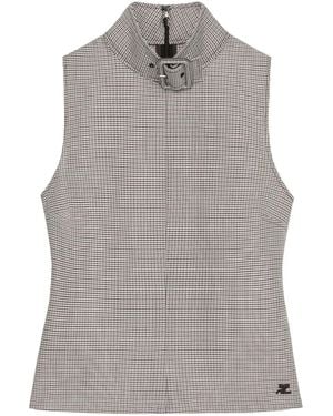 Courreges Houndstooth Top - Grey