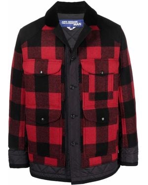 Junya Watanabe Checked Press-Stud Shirt Jacket - Red