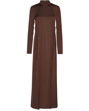 ROTATE BIRGER CHRISTENSEN ロングスリーブ サテンマキシドレス - ブラウン