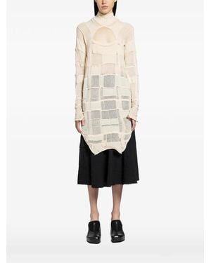 Halo Checked Cutout Turtleneck Jumper - White