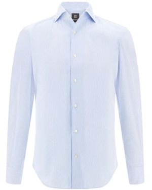 BOGGI Camisa De Algodón A Rayas - Blanco