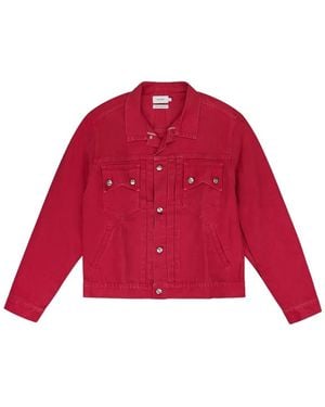 Rhude Pocket-Details Button-Down Denim Jacket - Red