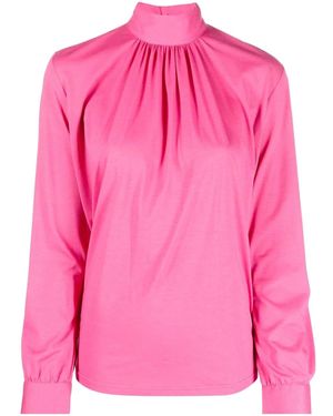 Xacus Blouse Froncée À Col Montant - Rose