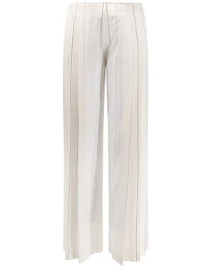 Semicouture Adelina Striped Pleated Palazzo Trousers - White