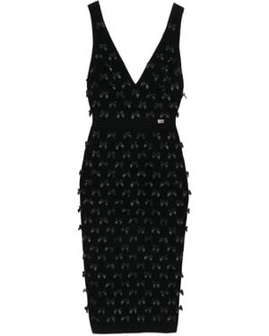 Elisabetta Franchi Bow-Embellished V-Neck Cocktail Dress - Black