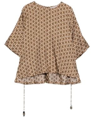 Max Mara Printed Silk Blouse - White