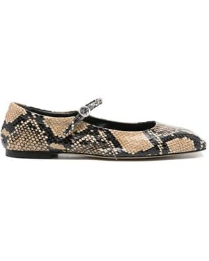 Aeyde Uma Snake-Print Ballet Flats - White