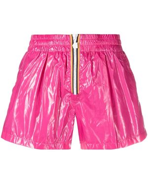 K-Way High-Shine Zip-Up Mini Shorts - Pink